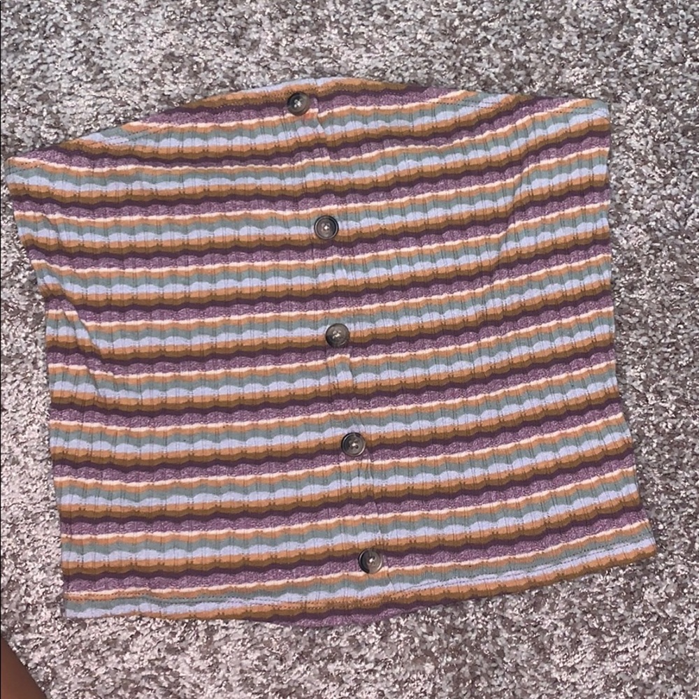 Strapless striped tube top